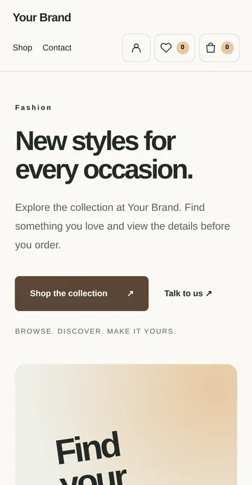 Sample Shop design on a phone